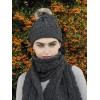 Aran Crafts Irish Cable Knitted Heavyweight Cold Weather Scarf 10″x64″ (100% Merino Wool)(Charcoal)