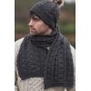 Aran Crafts Irish Cable Knitted Heavyweight Cold Weather Scarf 10″x64″ (100% Merino Wool)(Charcoal)