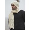 Aran Crafts Irish Cable Knitted Heavyweight Cold Weather Scarf 10″x64″ (100% Merino Wool)(Natural)