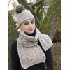 Aran Crafts Irish Cable Knitted Heavyweight Cold Weather Scarf 10″x64″ (100% Merino Wool)(Oatmeal)