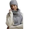 Aran Crafts Irish Cable Knitted Heavyweight Cold Weather Scarf 10″x64″ (100% Merino Wool)(Soft Grey)