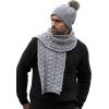 Aran Crafts Irish Cable Knitted Heavyweight Cold Weather Scarf 10″x64″ (100% Merino Wool)(Soft Grey)