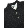 Aran Crafts Irish Mens 2 Button V-Neck Sweater, 100% Donegal Wool (K3082)(Black Nep)