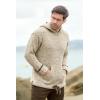 Aran Crafts Irish Mens Kangaroo Pocket Sweater, 100% Donegal Wool (K3084)(Beige)