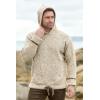 Aran Crafts Irish Mens Kangaroo Pocket Sweater, 100% Donegal Wool (K3084)(Beige)