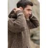 Aran Crafts Irish Mens Kangaroo Pocket Sweater, 100% Donegal Wool (K3084)(Brown)