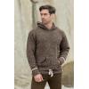 Aran Crafts Irish Mens Kangaroo Pocket Sweater, 100% Donegal Wool (K3084)(Brown)