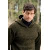 Aran Crafts Irish Mens Kangaroo Pocket Sweater, 100% Donegal Wool (K3084)(Forest Green)