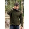 Aran Crafts Irish Mens Kangaroo Pocket Sweater, 100% Donegal Wool (K3084)(Forest Green)