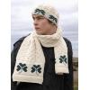 Aran Crafts Irish Shamrock Soft Cable Knitted Scarf 9″x60″ (100% Merino Wool) Natural