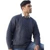 Aran Crafts Irish Soft Cable Knitted Crew Neck Unisex Sweater (100% Pure New Wool)(Caspian)