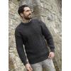 Aran Crafts Irish Soft Cable Knitted Crew Neck Unisex Sweater (100% Pure New Wool)(Charcoal)