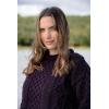 Aran Crafts Irish Soft Cable Knitted Crew Neck Unisex Sweater (100% Pure New Wool)(Damson)