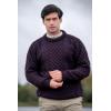 Aran Crafts Irish Soft Cable Knitted Crew Neck Unisex Sweater (100% Pure New Wool)(Damson)