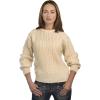 Aran Crafts Irish Soft Cable Knitted Crew Neck Unisex Sweater (100% Pure New Wool)(Ecru)