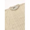 Aran Crafts Irish Soft Cable Knitted Crew Neck Unisex Sweater (100% Pure New Wool)(Ecru)