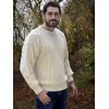 Aran Crafts Irish Soft Cable Knitted Crew Neck Unisex Sweater (100% Pure New Wool)(Ecru)