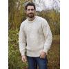 Aran Crafts Irish Soft Cable Knitted Crew Neck Unisex Sweater (100% Pure New Wool)(Fleck)