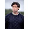 Aran Crafts Irish Soft Cable Knitted Crew Neck Unisex Sweater (100% Pure New Wool)(Navy)