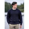 Aran Crafts Irish Soft Cable Knitted Crew Neck Unisex Sweater (100% Pure New Wool)(Navy)