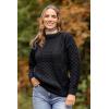 Aran Crafts Irish Soft Cable Knitted Crew Neck Unisex Sweater (100% Pure New Wool)(Solid Black)