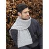Aran Crafts Irish Soft Cable Knitted Trellis Pattern Scarf (100% Merino Wool)(Soft Grey)