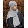 Aran Crafts Irish Soft Cable Knitted Trellis Pattern Scarf (100% Merino Wool)(Soft Grey)
