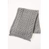 Aran Crafts Irish Soft Cable Knitted Trellis Pattern Scarf (100% Merino Wool)(Soft Grey)