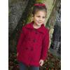 Aran Crafts Kid’s Irish Cable Knit Soft Double Breasted Coat (100% Merino Wool)(Garnet)