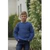 Aran Crafts Kid’s Irish Cable Knitted Crew Neck Sweater (100% Merino Wool)(Marl Blue)