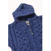 Aran Crafts Kid’s Irish Cable Knitted Hooded Zip Cardigan (100% Merino Wool)(Marl Blue)