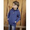 Aran Crafts Kid’s Irish Cable Knitted Hooded Zip Cardigan (100% Merino Wool)(Marl Blue)