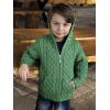 Aran Crafts Kid’s Irish Cable Knitted Hooded Zip Cardigan (100% Merino Wool)(Marl Green)