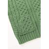 Aran Crafts Kid’s Irish Cable Knitted Hooded Zip Cardigan (100% Merino Wool)(Marl Green)