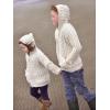 Aran Crafts Kid’s Irish Cable Knitted Hooded Zip Cardigan (100% Merino Wool)(Natural)