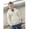 Aran Crafts Kid’s Irish Cable Knitted Hooded Zip Cardigan (100% Merino Wool)(Natural)