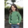 Aran Crafts Kid’s Irish Soft Cable Knit Heart Design Long Sleeve Sweater (100% Merino Wool)(Green Marl)