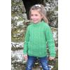 Aran Crafts Kid’s Irish Soft Cable Knit Heart Design Long Sleeve Sweater (100% Merino Wool)(Green Marl)
