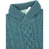 Aran Crafts Kid’s Shawl Neck Sweater, 100% Merino Wool, Fisherman Sweater-Style Knit, Made in Ireland(Peacock)