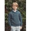 Aran Crafts Kid’s Shawl Neck Sweater, 100% Merino Wool, Fisherman Sweater-Style Knit, Made in Ireland(Peacock)