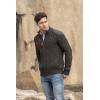 Aran Crafts Men’s Cable Knit Shoulder Detail Zipped Cardigan (100% Merino Wool)(Charcoal)