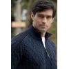 Aran Crafts Men’s Cable Knit Shoulder Detail Zipped Cardigan (100% Merino Wool)(Sherwood)