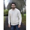 Aran Crafts Men’s Cable Knitted Crew Neck Sweater (100% Super Soft Merino Wool)