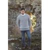Aran Crafts Men’s Fisherman Irish Rib Crew Neck Wool Sweater (100% Pure Wool)(Ash Grey)