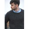Aran Crafts Men’s Fisherman Irish Rib Crew Neck Wool Sweater (100% Pure Wool)(Charcoal)