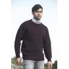 Aran Crafts Men’s Fisherman Irish Rib Crew Neck Wool Sweater (100% Pure Wool)(Damson)