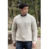 Aran Crafts Men’s Fisherman Irish Rib Crew Neck Wool Sweater (100% Pure Wool)(Fleck)