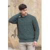 Aran Crafts Men’s Fisherman Irish Rib Crew Neck Wool Sweater (100% Pure Wool)(Moss)
