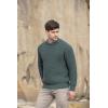 Aran Crafts Men’s Fisherman Irish Rib Crew Neck Wool Sweater (100% Pure Wool)(Moss)