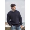 Aran Crafts Men’s Fisherman Irish Rib Crew Neck Wool Sweater (100% Pure Wool)(Navy)